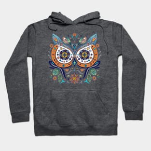 Mexican Style Owl Face Leaves Flowers Hoodie